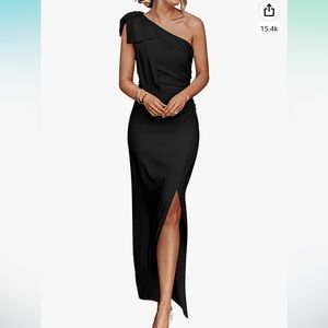 One shoulder black formal dress